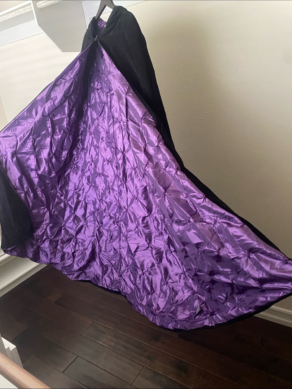 Spirit Halloween Deluxe Velvet Hooded Cape with Purple Satin Lining. One size.